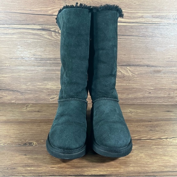 UGG Bailey Bow Tall Black Suede Winter Boots Shoes Women’s Size 8 - Picture 4 of 10